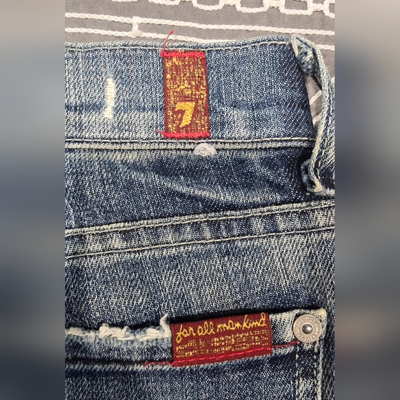 7 For All Mankind Distressed Bootcut Jeans Size 28 - Picture 5 of 8